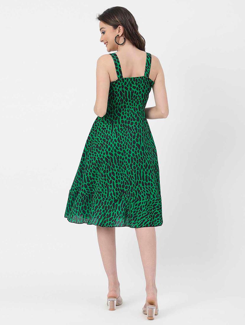 women green animal printed fit & flare dress - 20852394 - Zoom Image - 4