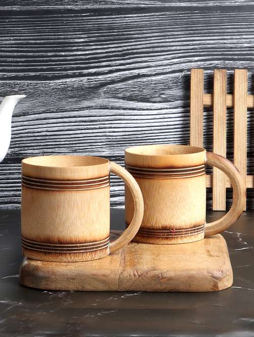 bamboo tray with set of 2 coffee mug - 20852418 - Very Small Image - 1
