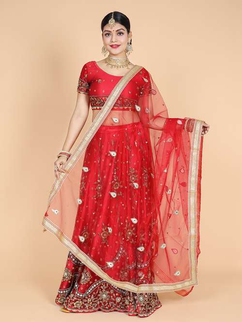 red net lace bordered dupatta - 20857628 - Very Small Image - 1