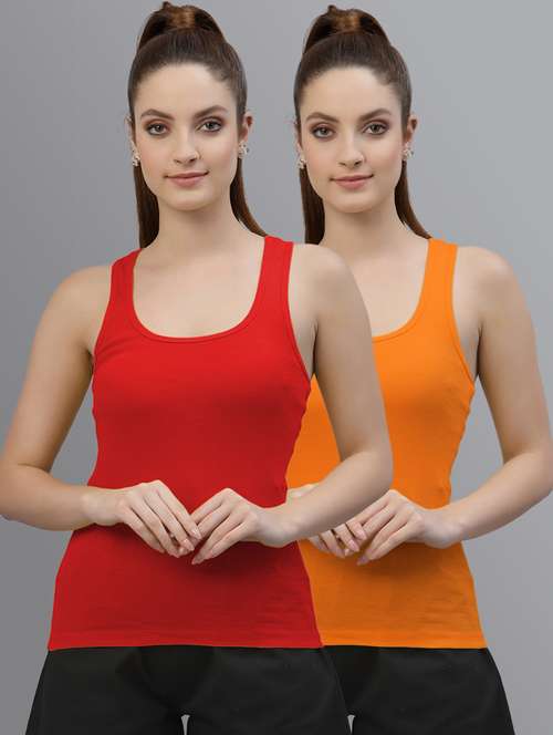 women set of 2 multicolored solid tank top  - 20863755 - Very Small Image - 1