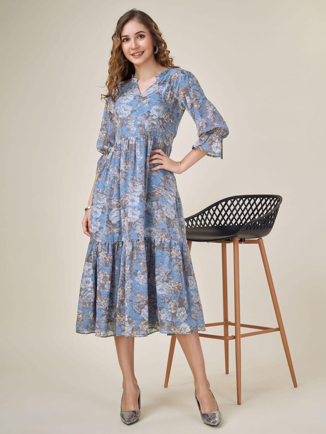 women tiered midi dress - 20864374 - Standard Image - 4