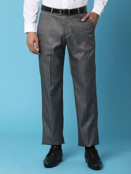 men solid grey formal trouser - 20876423 - Very Small Image - 1