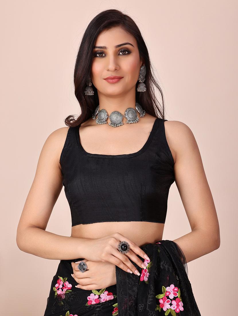 black net embroidered saree - 20882405 - Zoom Image - 2