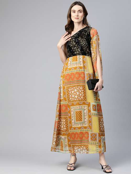 women multicolored printed asymmetric maxi dress - 20893695 - Very Small Image - 1