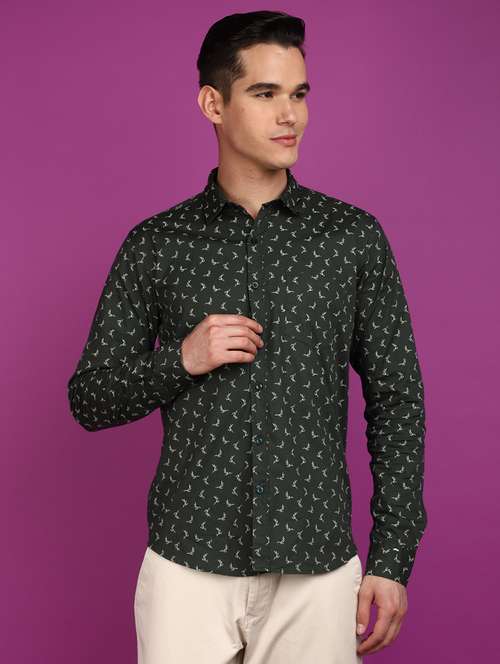 green cotton casual shirt - 20893976 - Very Small Image - 1