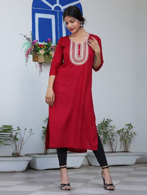 women embroidered stright kurta - 20895127 - Very Small Image - 1