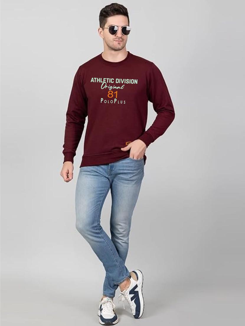maroon fleece chest print sweatshirt - 20896849 - Zoom Image - 3