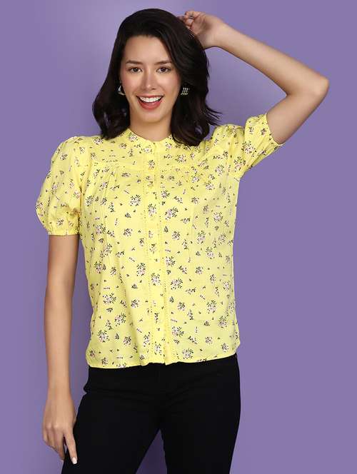 women yellow printed regular top - 20911908 - Very Small Image - 1