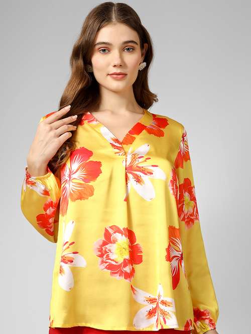 women floral print long sleeves top - 20912322 - Very Small Image - 1
