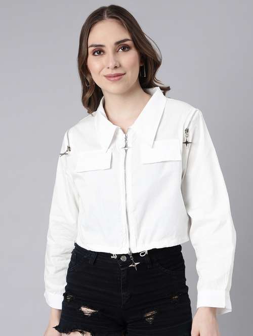 white cotton blend regular jacket - 20917230 - Very Small Image - 1