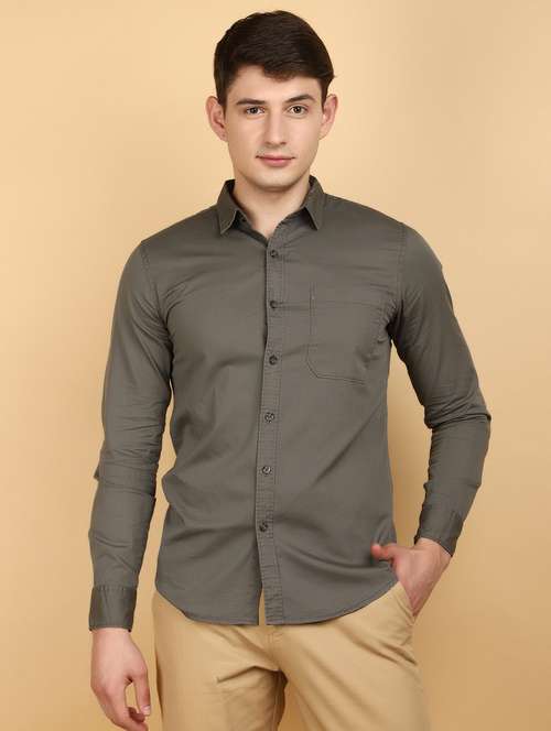 men grey regular fit casual shirt - 20934288 - Very Small Image - 1