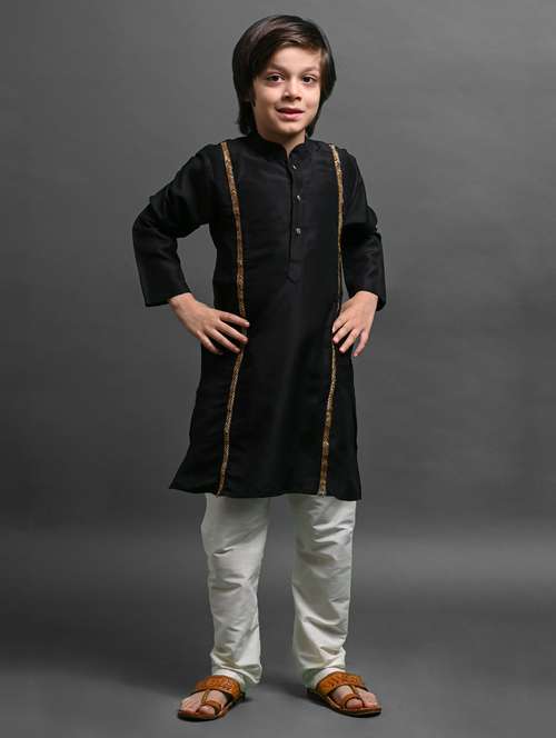 boys embroidered long sleeve kurta bottom set - 20943626 - Very Small Image - 1