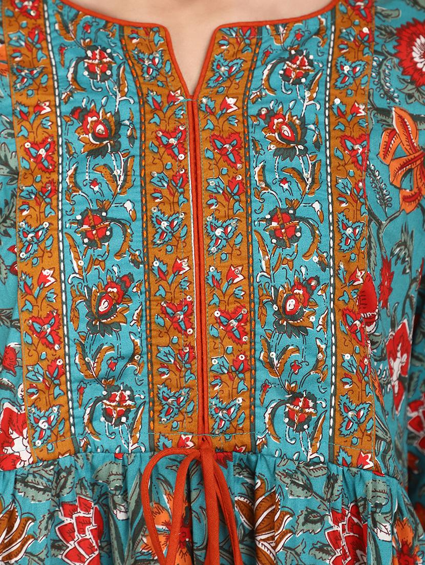 women floral printed notch neck kurta - 20951206 - Standard Image - 4