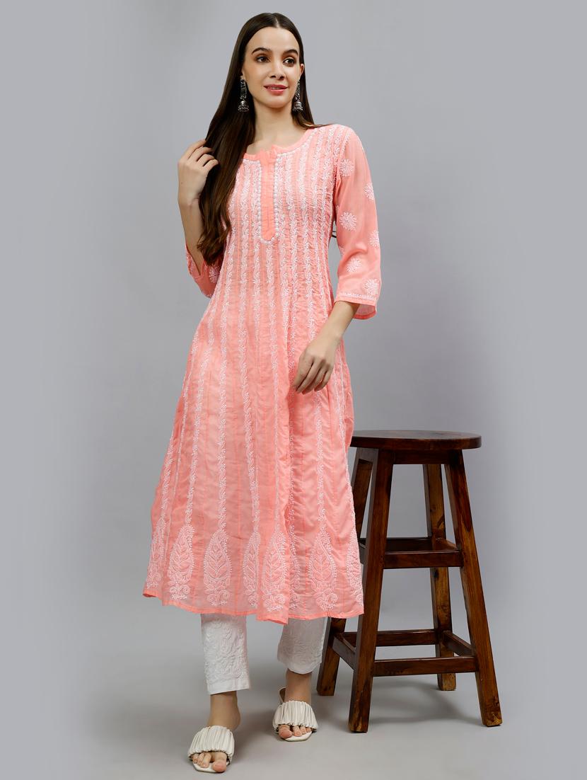 women three quarter sleeve anarkali kurta - 20957614 - Standard Image - 4