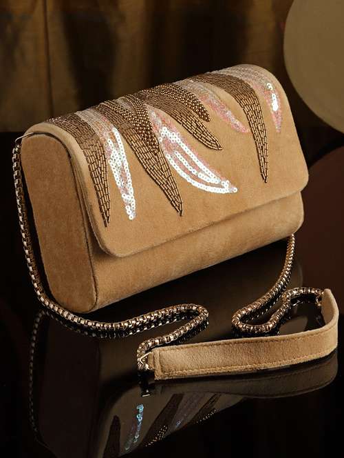 beige suede fold over clutch - 20957985 - Very Small Image - 1