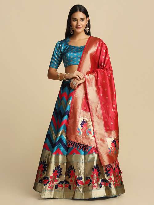 Women Flared Semi-stitched Lehnga - 20970463 - Very Small Image - 1