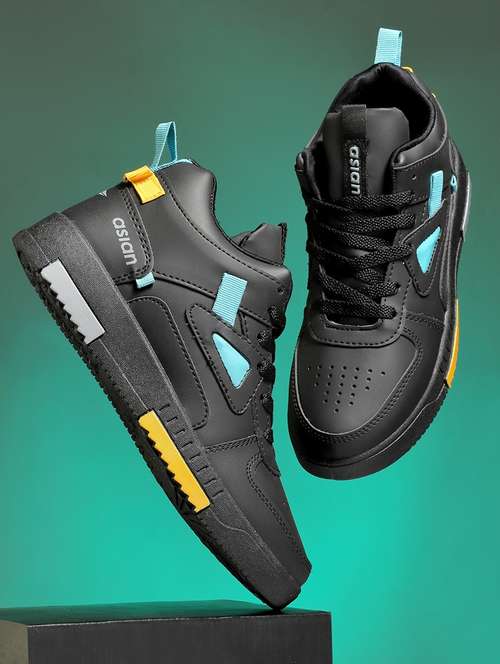 black synthetic lace up sneakers - 20973822 - Very Small Image - 1