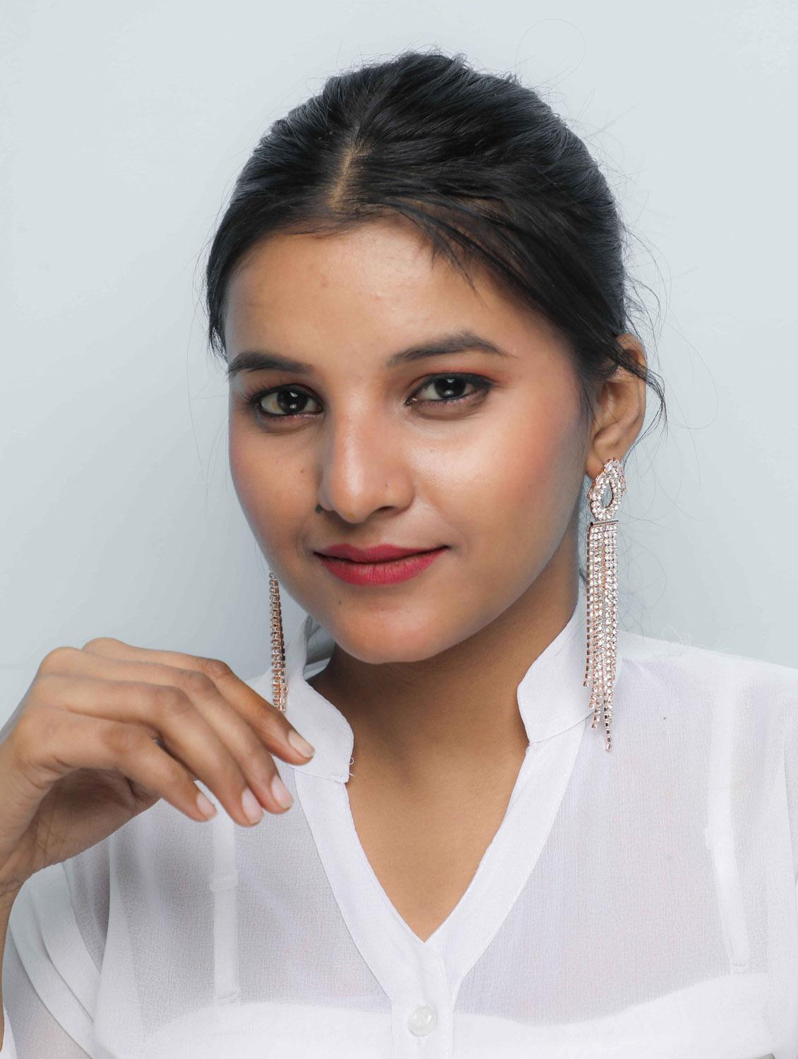 gold plated stone drop earrings - 20983025 - Standard Image - 2