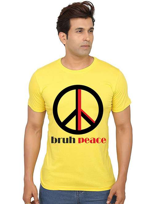 men round neck front print cotton t-shirt - 20987760 - Very Small Image - 1