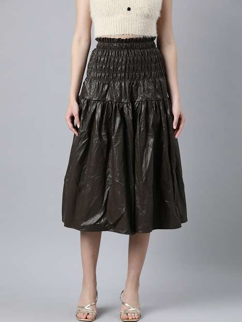 women mid-rise solid flared skirt - 21023413 - Very Small Image - 1