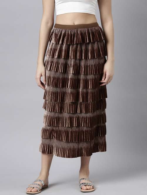 women mid-rise solid layered skirt - 21023439 - Very Small Image - 1