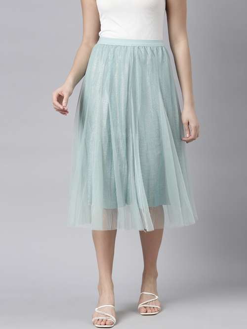 women mid-rise solid flared skirt - 21023457 - Very Small Image - 1