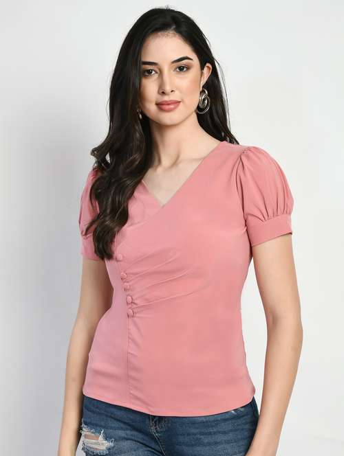 peach lycra blend regular top - 21029471 - Very Small Image - 1