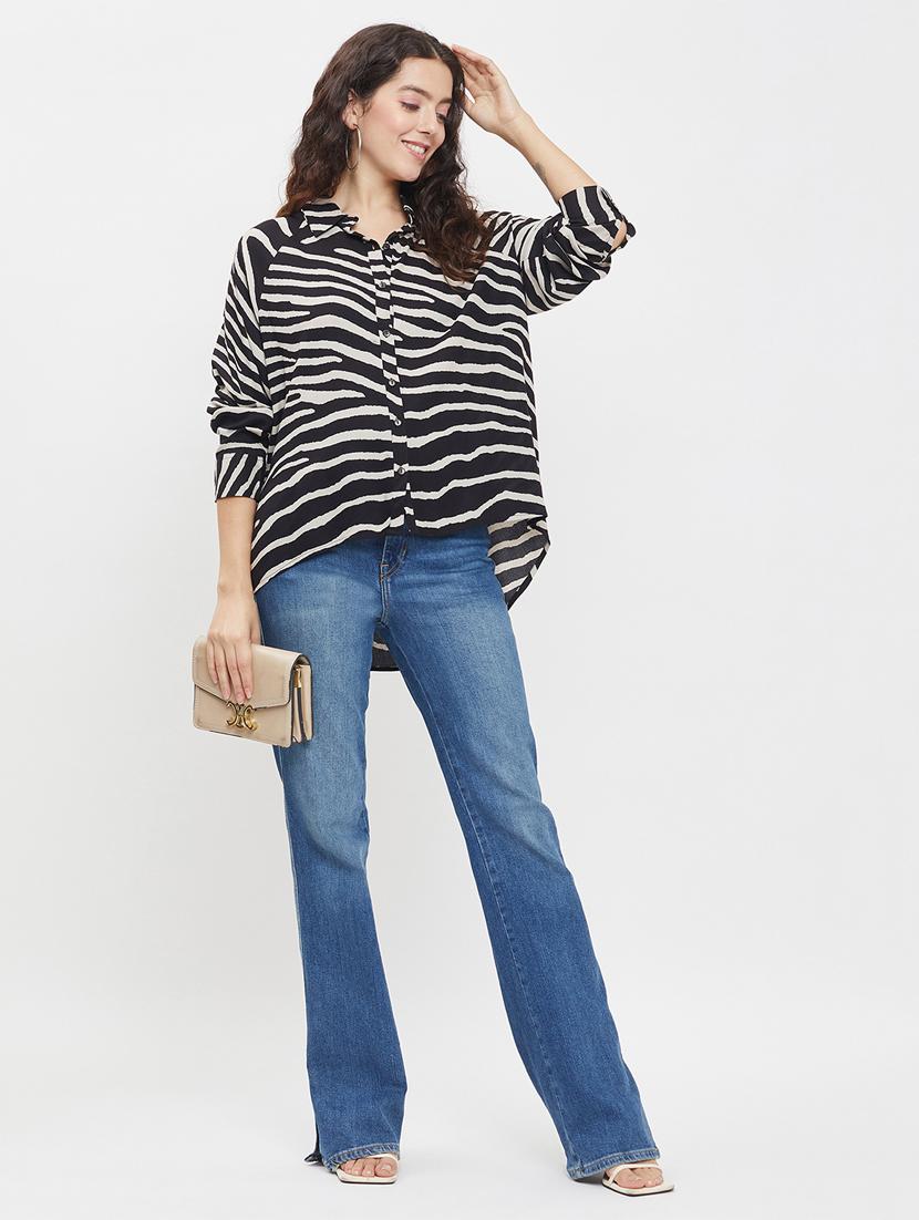 women printed high-low shirt - 21032420 - Standard Image - 3