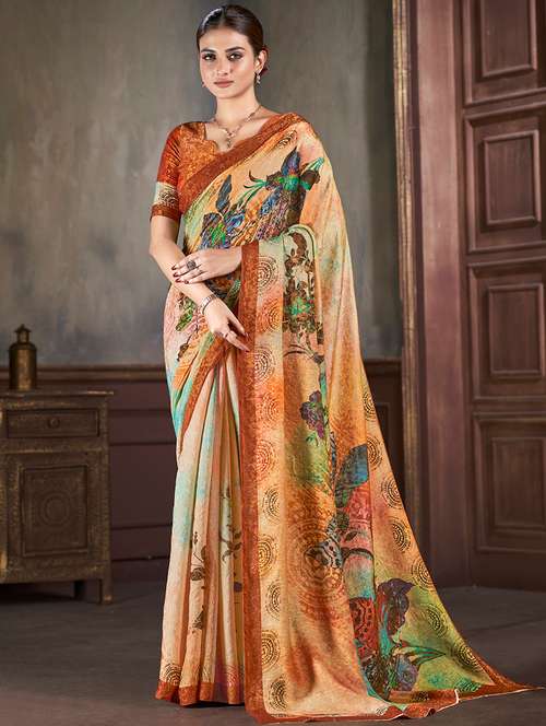 women multi color printed saree with blouse - 21033970 - Very Small Image - 1