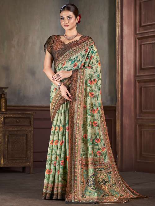 women green floral printed straight kurta with blouse - 21033982 - Very Small Image - 1