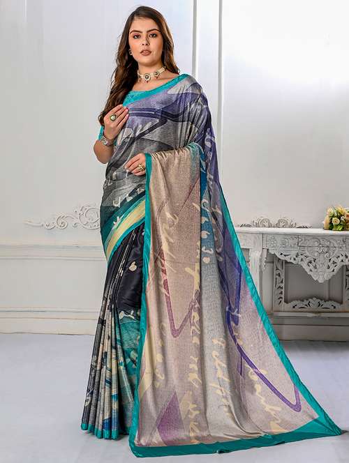 women multi color printed saree with blouse - 21034029 - Very Small Image - 1