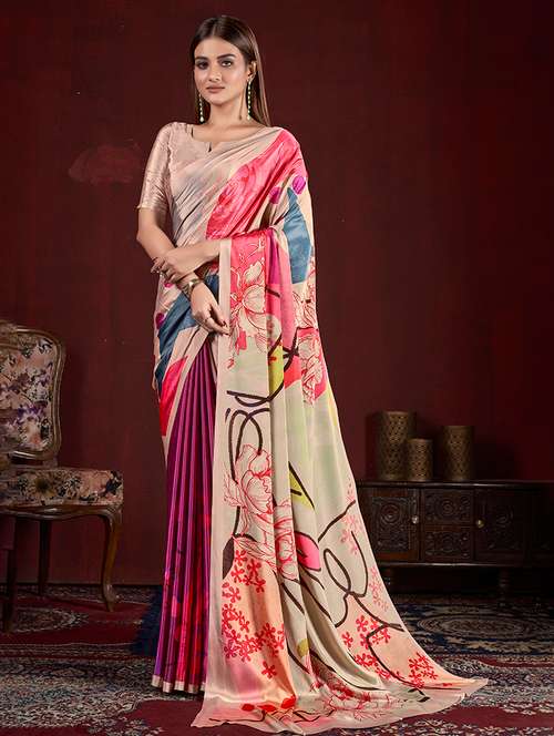 women multi color printed saree with blouse - 21034041 - Very Small Image - 1