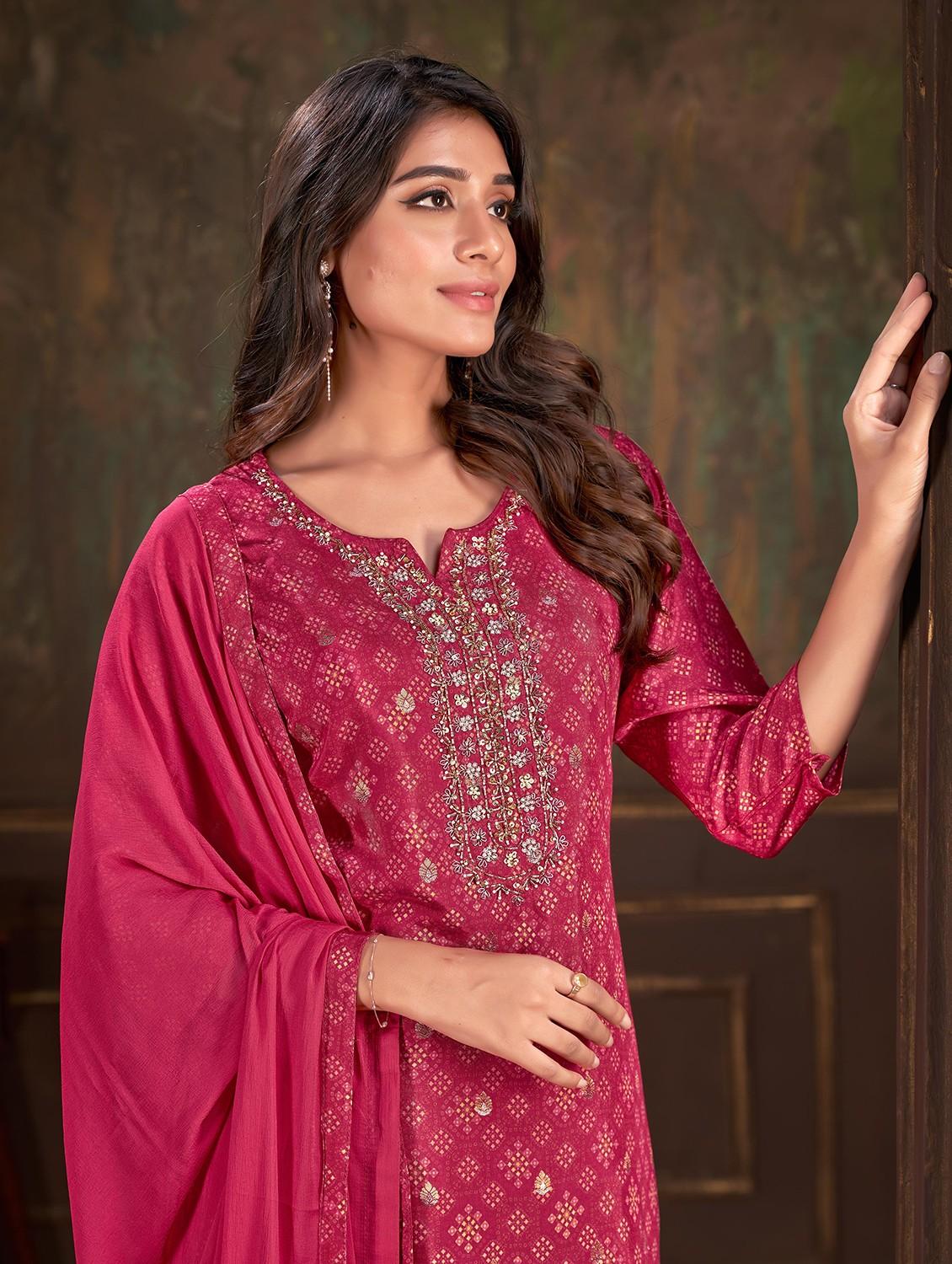 women pink kurta pant set with dupatta - 21034193 - Standard Image - 2