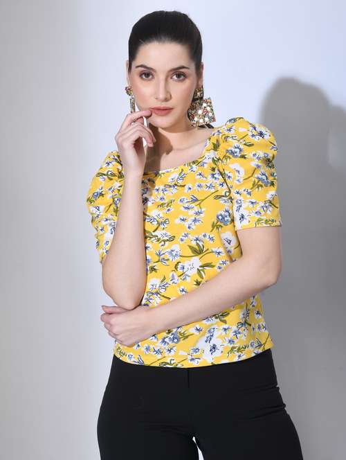 women florals printed puff sleeves top - 21052358 - Very Small Image - 1