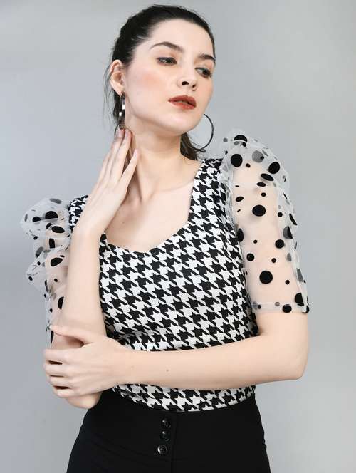 women printed puff sleeves top - 21052507 - Very Small Image - 1