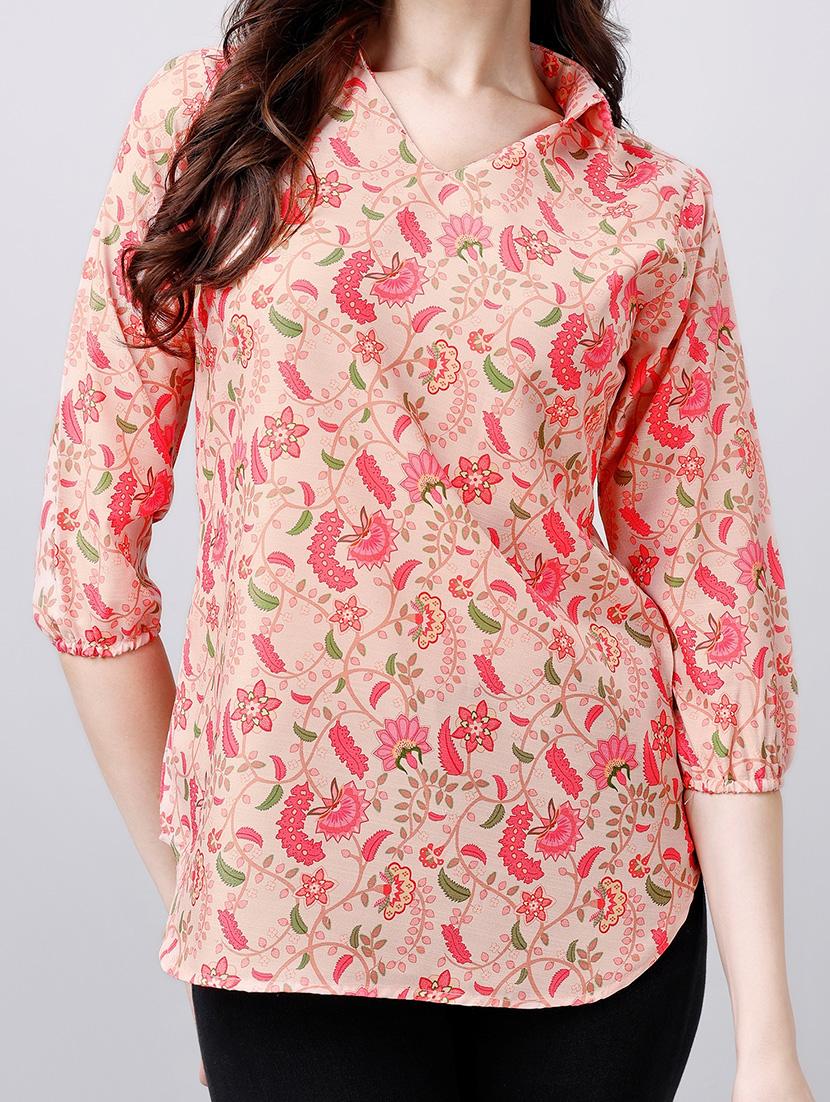 women pink floral printed casual top - 21052651 - Zoom Image - 4