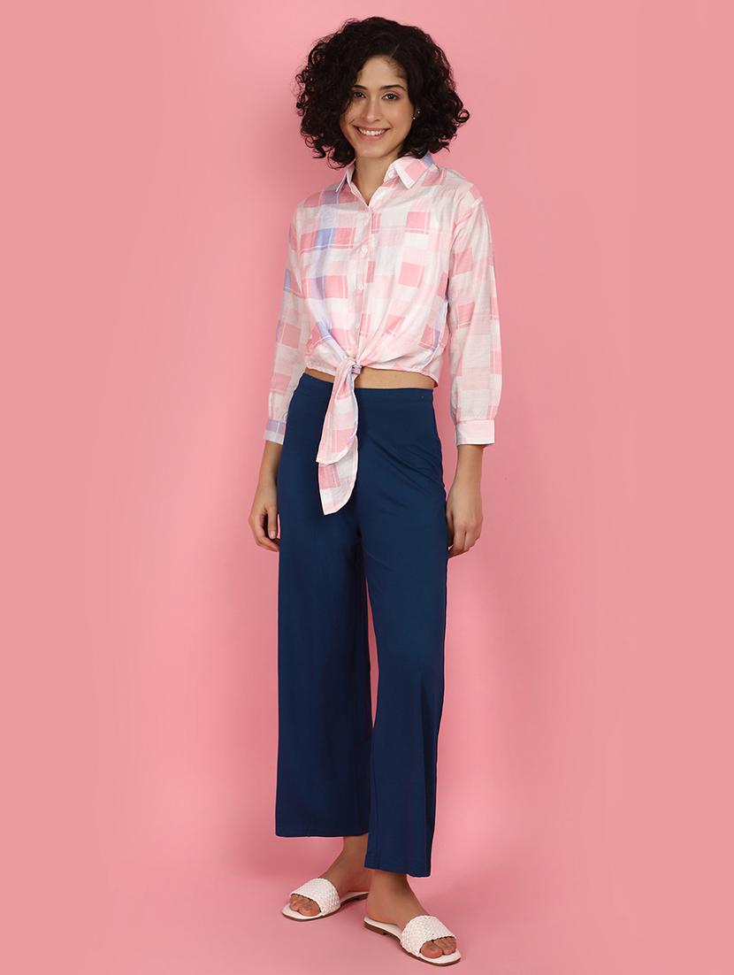 women blue solids palazzos - 21053632 - Standard Image - 4