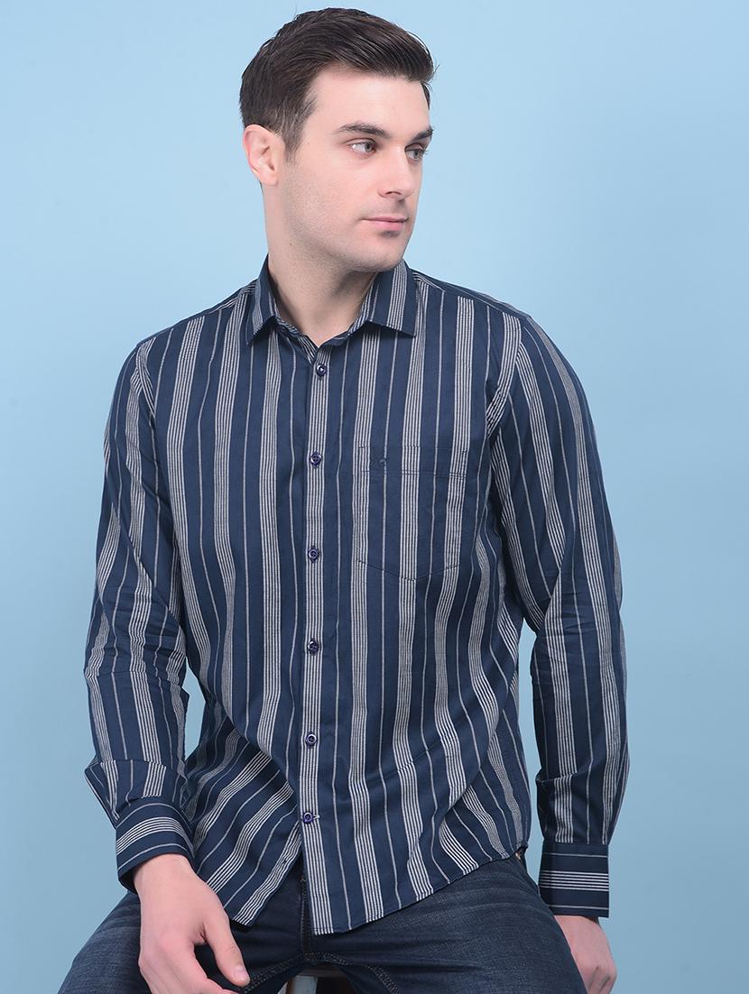 men long sleeved striped casual shirt - 21054772 - Standard Image - 3