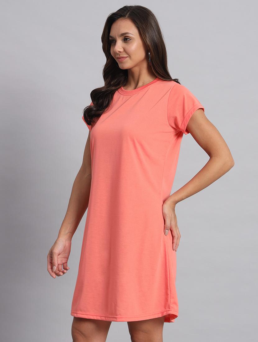 women round neck cotton t-shirt dress - 21056171 - Zoom Image - 1
