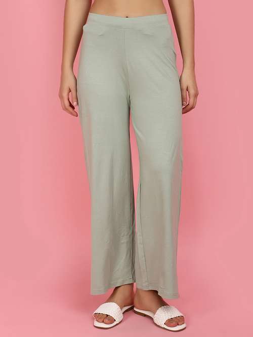 women grey solids palazzos - 21056795 - Very Small Image - 1