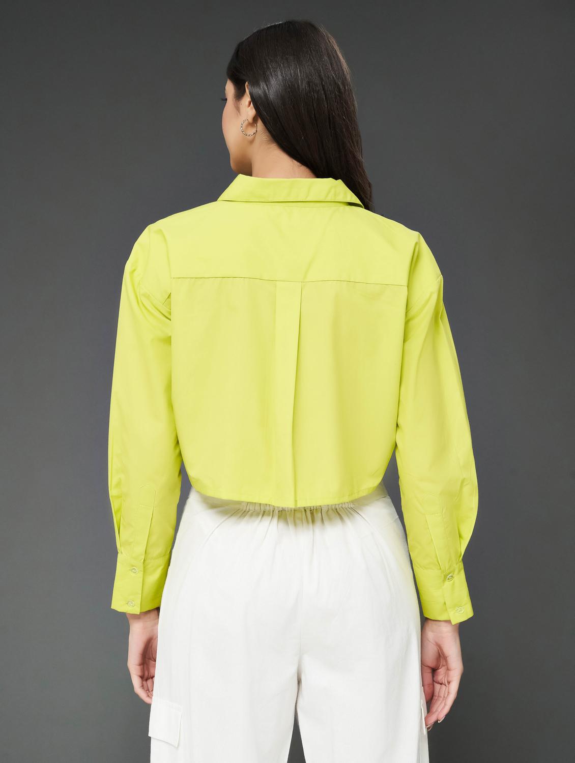 lime solid boxy shirt - 21057176 - Standard Image - 3