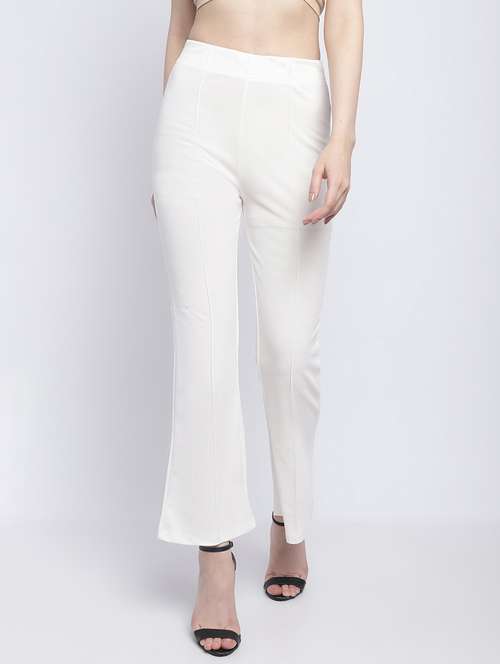 women solid white bootcut trouser - 21067734 - Very Small Image - 1