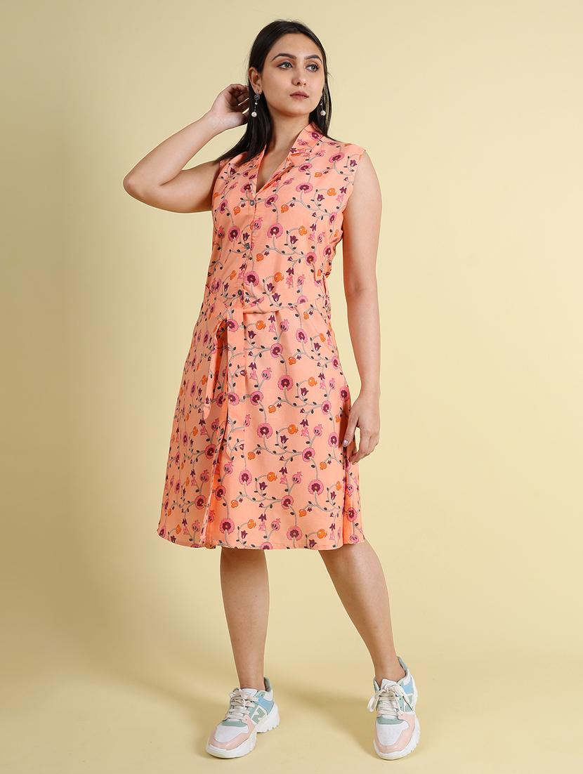 orange silk blend a-line dress - 21083025 - Standard Image - 2
