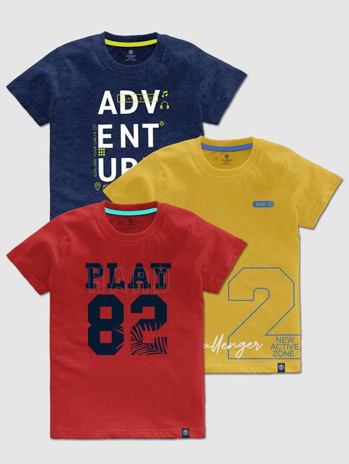 pack of 3 multi colored front print t-shirt - 21099417 - Very Small Image - 1