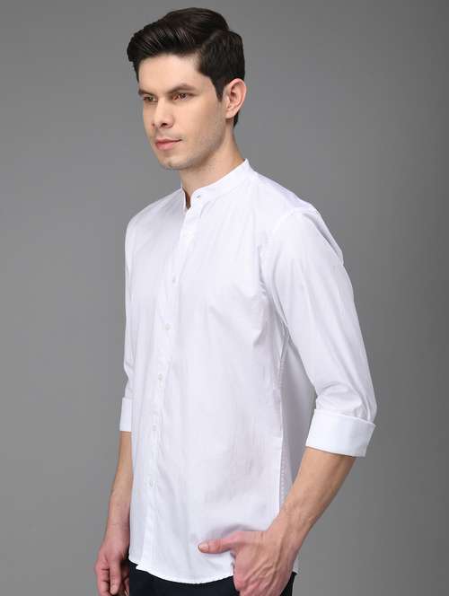 men solid white casual shirt - 21113550 - Very Small Image - 1