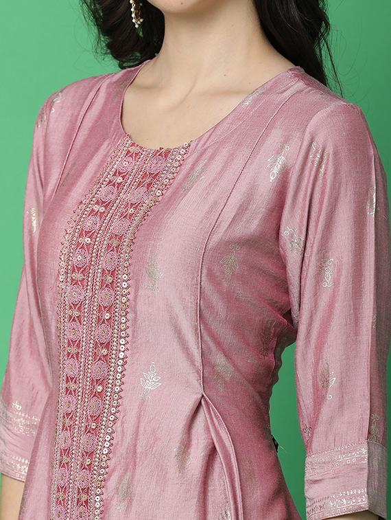 women three quarter sleeve straight kurta - 21131217 - Standard Image - 6