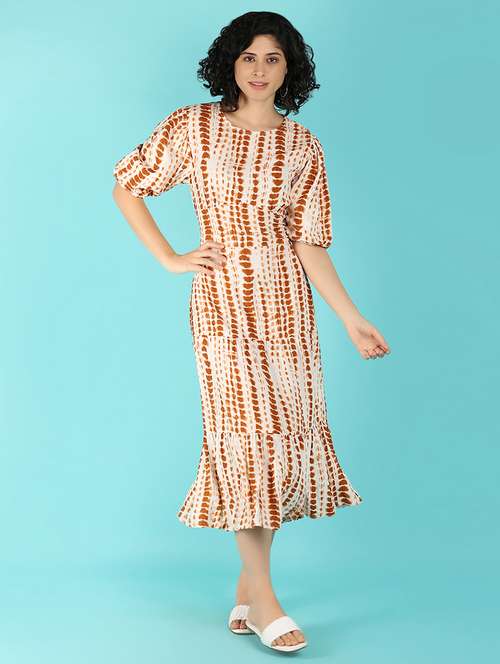 women brown tie & dye dress - 21132619 - Very Small Image - 1