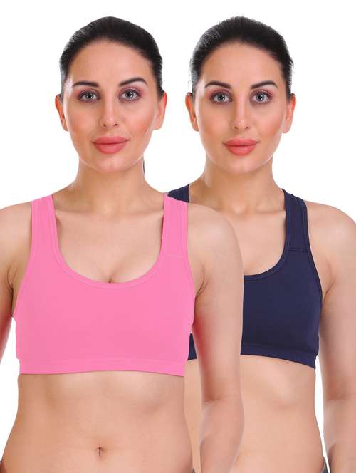 women solid set of 2 sports bra - 21140988 - Very Small Image - 1
