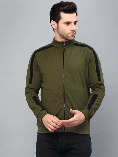 olive green fleece casual jacket - 21143682 - Very Small Image - 1