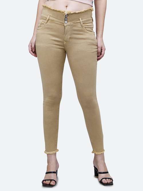 solid beige denim jeans - 21145816 - Very Small Image - 1
